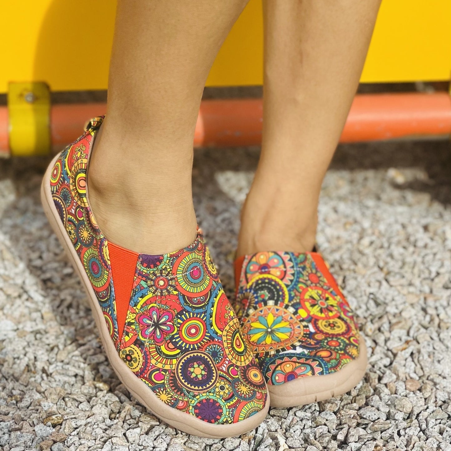 Women's Casual Canvas Shoes, Colorful Floral Print Slip On Walking Shoes, Comfy Flat Travel Shoes