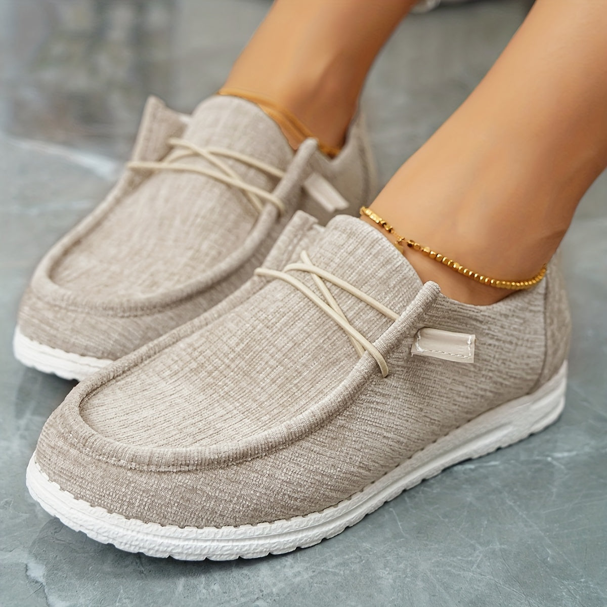 Women's Solid Color Canvas Shoes, Casual Lace Up Outdoor Shoes, Lightweight Low Top Sneakers